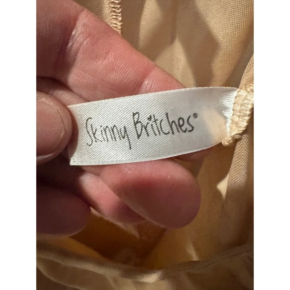 Spanx Skinny Britches Mid-Thigh Bodysuit Nude Beige Shapewear XL
